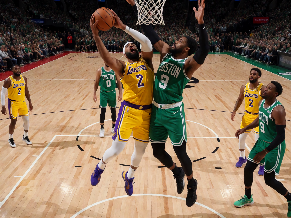 NBA篮球比赛现场,球员在球场上激烈对抗